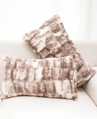 Cheer Collection Decorative Faux Fur Deccorative Pillow Set, 12" x 20"