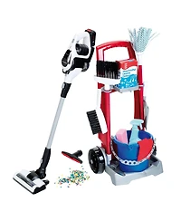 Theo Klein 11 Piece Kids Pretend Play Cleaning Cart Set with Vacuum, Mop, Broom, Bucket, Dustpan, Bottle, & Supplies for Children Ages 3 Years and Up