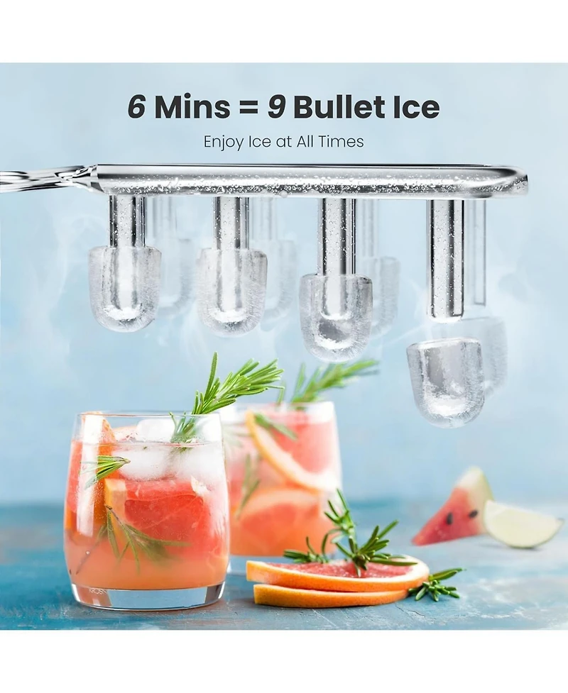 Cowsar 26Lbs Countertop Ice Maker, 9 Cubes in 8 Mins, Two Ice Size ,Self-Cleaning, with Scoop/Basket