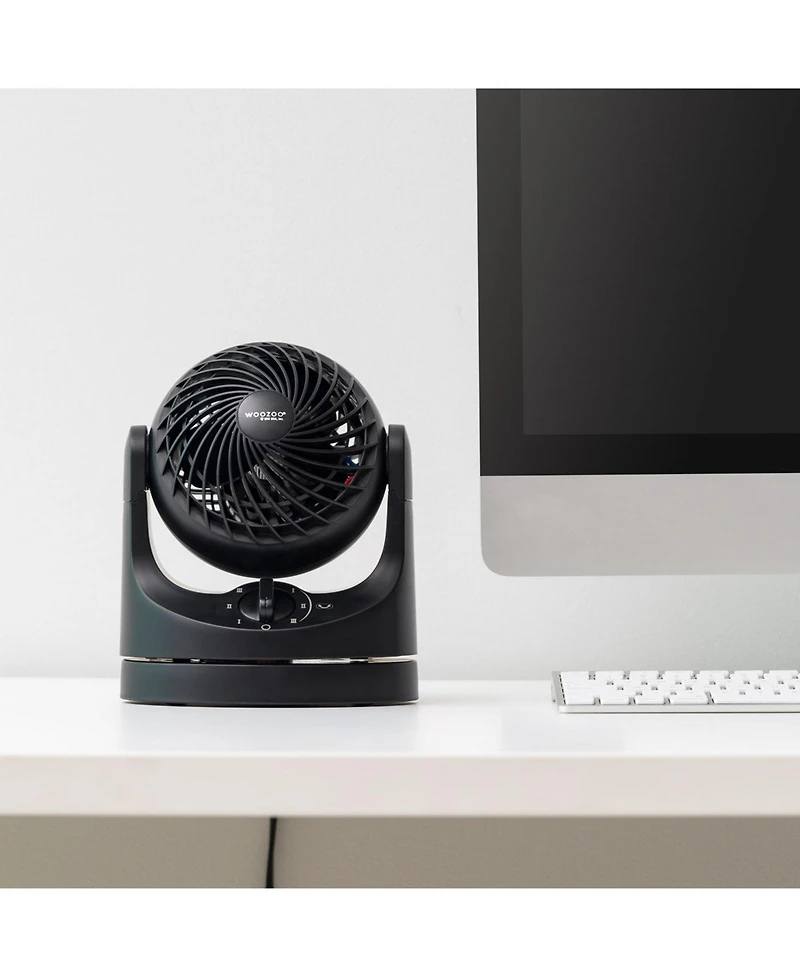 Iris Usa Woozoo Fan, Small Oscillating Desk Fan, Table Air Circulator, 3 Speeds, 32ft Max Air Distance, Mini Fan 8 Inches, 112° Adjustable Tilt,