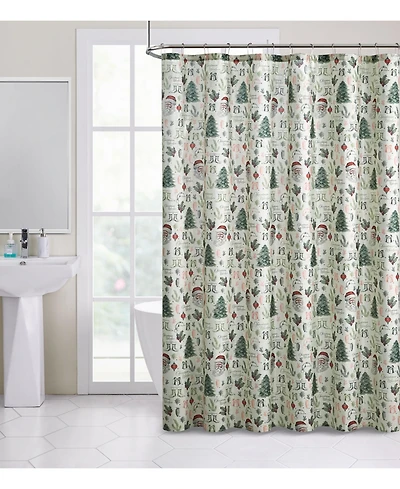 Kate Aurora Holiday Living Sparkly Metallic Christmas Santa Fabric Shower Curtain