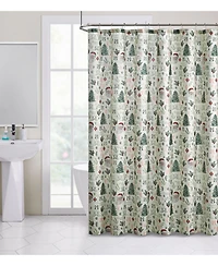 Kate Aurora Holiday Living Sparkly Metallic Christmas Santa Fabric Shower Curtain
