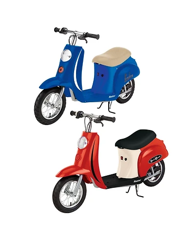 Razor Pocket Mod Miniature Euro 24V 250W Toy Electric Motor Scooter, Red & Blue (2-Pack)