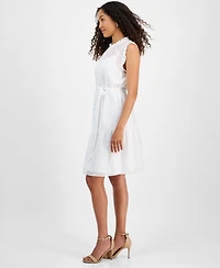 julia jordan Women's High-Neck Sleeveless Tie-Waist Dress