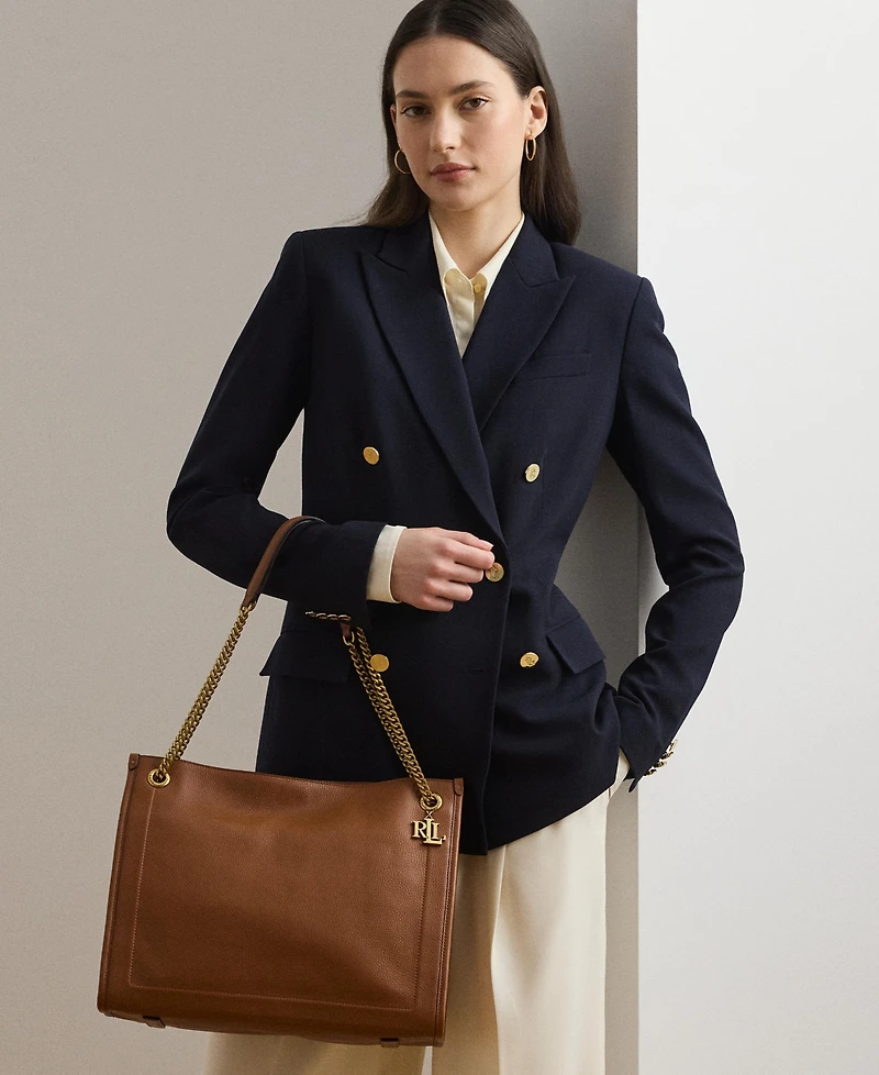 Lauren Ralph Bradley Large Pebbled Leather Tote Bag