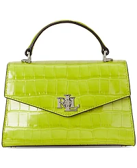 Lauren Ralph Crocodile-Embossed Leather Small Farrah Satchel