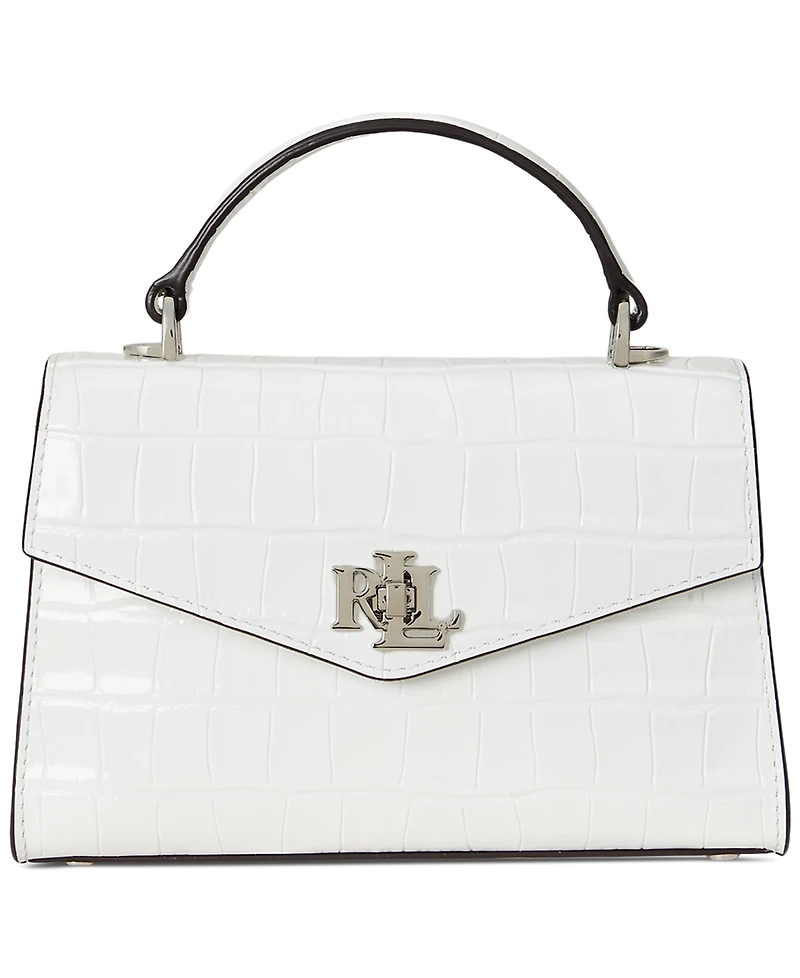 Lauren Ralph Lauren Farrah Small Crocodile-Embossed Leather Satchel