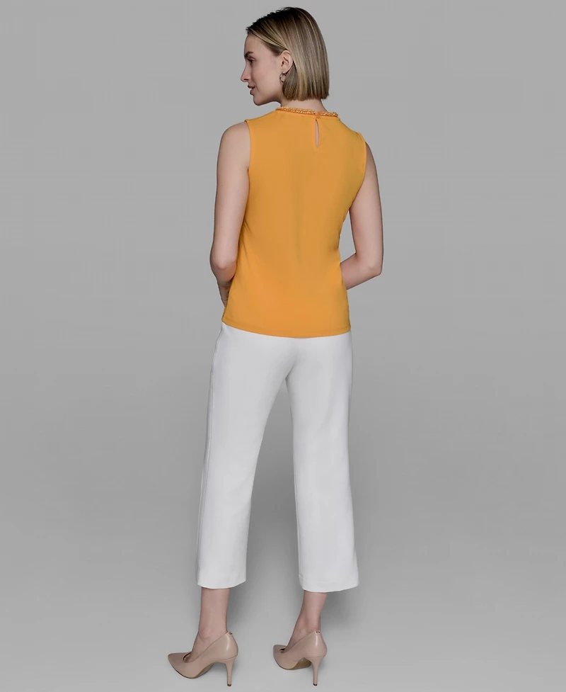 Karl Lagerfeld Paris Women's Bead-Trim Sleeveless Top