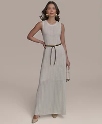 Donna Karan New York Women's Pointelle Knit Belted Dress