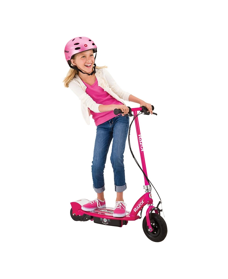 Razor Power Core E100 Electric Scooter w/ Hand Operated Front Brake, Daisy Pink