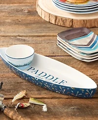 Certified International Wake At The Lake 3-d Canoe 2-Piece Chip Dip