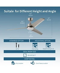 All Seasons 52" Ceiling Fan with Light, Quiet, Alexa/Google, 3 Color Led Lights, Reversible