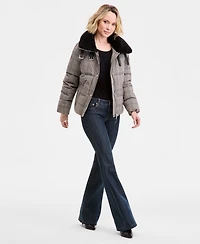 Dkny Women's Faux-Fur-Collar Zip-Front Puffer Coat