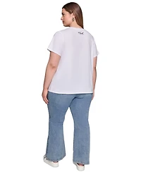 Karl Lagerfeld Paris Plus Embroidered Crewneck Tee