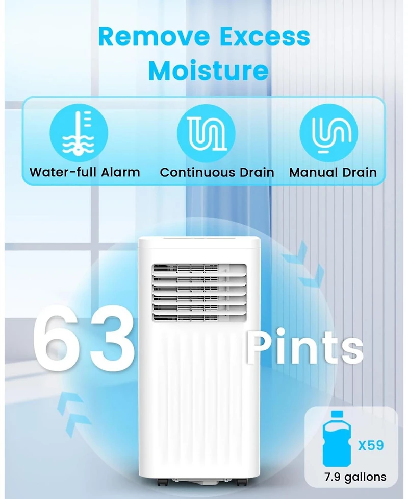 Cowsar 10000 Btu Portable Air Conditioners, 4 Modes portable Ac with Cooling, Fan, Dehumidifier & Sleep Mode, Cooling up to 450 Sq.Ft. with 24H Timer/