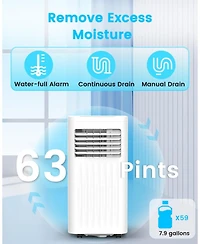 Cowsar 10000 Btu Portable Air Conditioners, 4 Modes portable Ac with Cooling, Fan, Dehumidifier & Sleep Mode, Cooling up to 450 Sq.Ft. with 24H Timer/