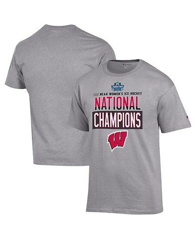 Champion Men's Gray Wisconsin Badgers 2025 Ncaa Frozen Four Women's Ice Hockey Tournament Champions Locker Room T-Shirt