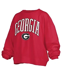 Pressbox Women's Red Georgia Bulldogs Janise Arch Over Logo Waist Length Oversized Pullover Sweatshirt