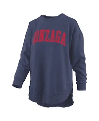Pressbox Women's Navy Gonzaga Bulldogs Melange Poncho Vintage Fleece Long Sleeve Pullover Sweatshirt
