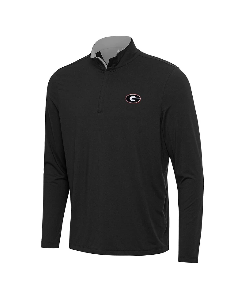 Antigua Men's Heather Gray Georgia Bulldogs Content Quarter-Zip Pullover Top