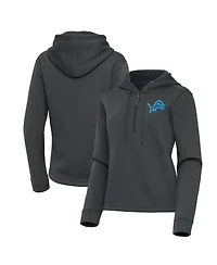 Antigua Women's Pewter Detroit Lions Contemporary Quarter-Zip Hoodie