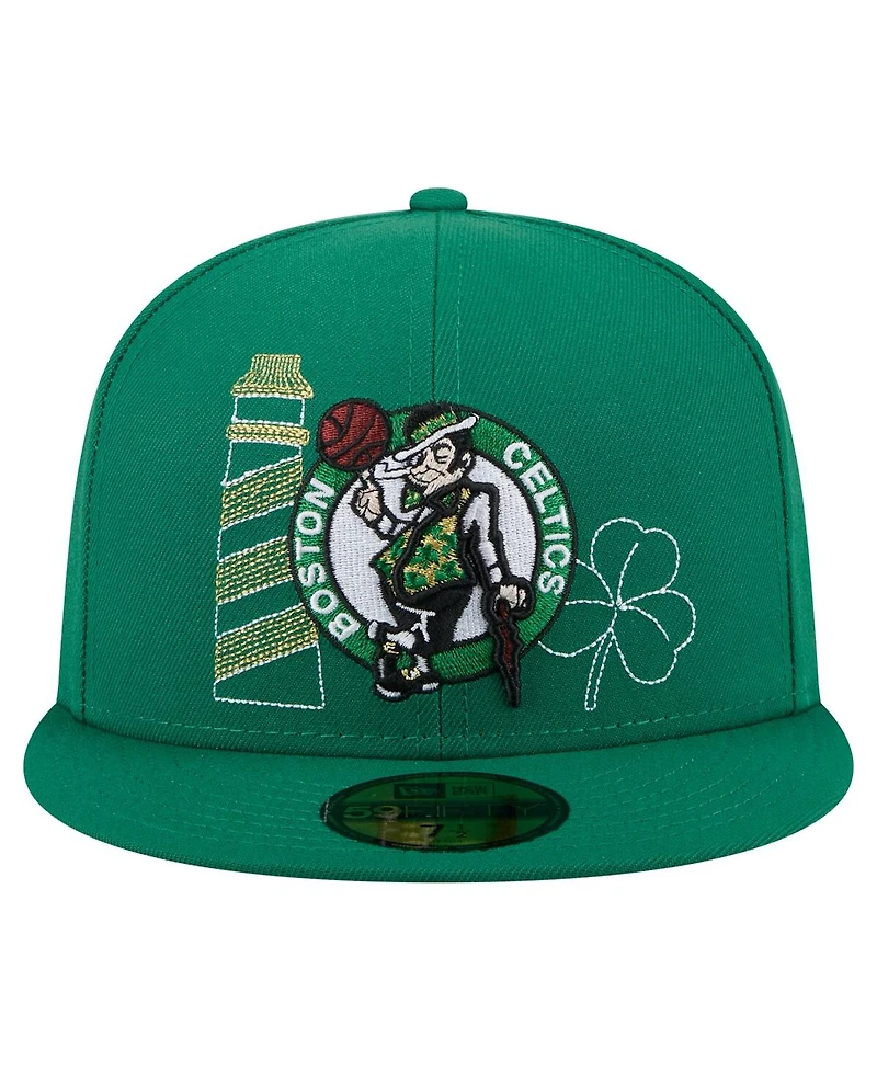 New Era Men's Kelly Green Boston Celtics State Stitch 59FIFTY Fitted Hat