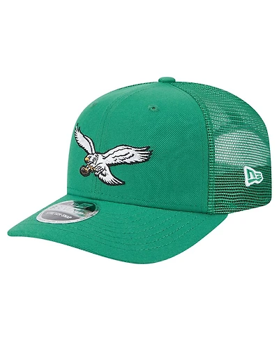 New Era Men's Kelly Green Philadelphia Eagles Main Trucker 9SEVENTY Stretch-Snap Hat