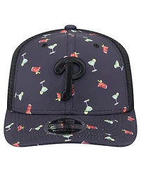 New Era Men's Black Philadelphia Phillies Adventure Drinks Pattern 9SEVENTY Stretch-Snap Hat