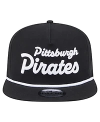 New Era Men's Black Pittsburgh Pirates Team Text Golfer Snapback Hat