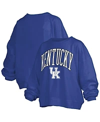 Pressbox Women's Royal Kentucky Wildcats Janise Arch Over Logo Waist Length Oversized Pullover Sweatshirt