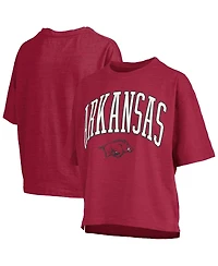 Pressbox Women's Cardinal Arkansas Razorbacks Nelson Arch Over Logo Waist Length Oversized Slub T-Shirt