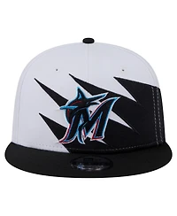 New Era Men's Black/White Miami Marlins Jagged 9FIFTY Snapback Hat
