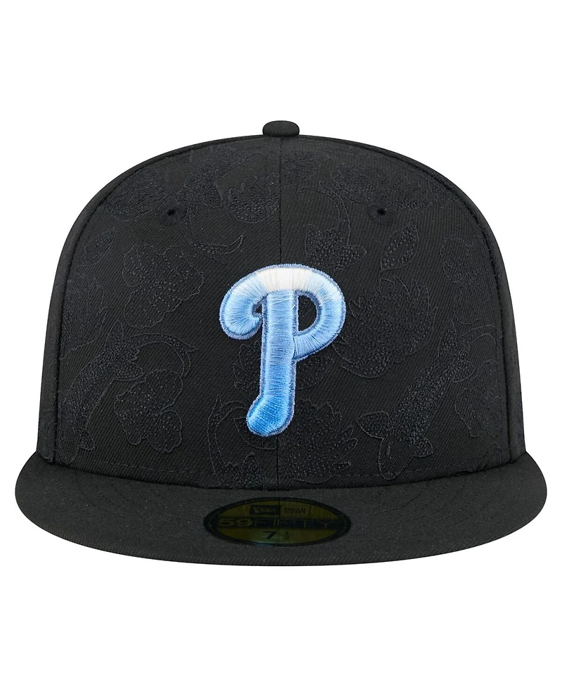 New Era Men's Black Philadelphia Phillies Tonal Koi 59FIFTY Fitted Hat
