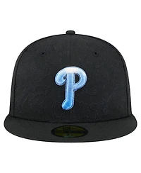 New Era Men's Black Philadelphia Phillies Tonal Koi 59FIFTY Fitted Hat