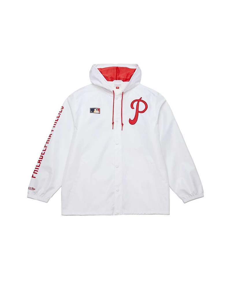 Mitchell & Ness Men's White Philadelphia Phillies Vintage Full-Snap Hooded Coaches Jacket