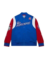 Mitchell & Ness Men's Royal/Red Atlanta Braves Cooperstown Collection Team Origins Satin Full-Snap Jacket