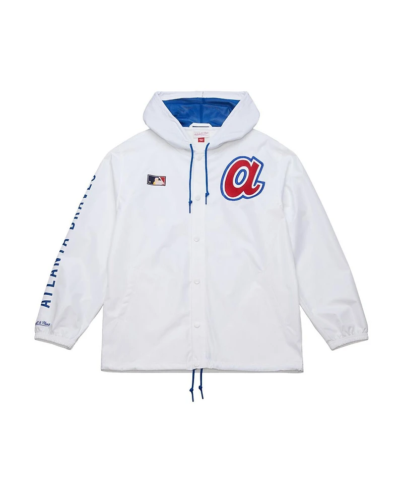 Mitchell & Ness Men's White Atlanta Braves Vintage Full-Snap Hooded Coaches Jacket