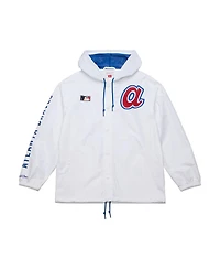 Mitchell & Ness Men's White Atlanta Braves Vintage Full-Snap Hooded Coaches Jacket