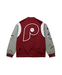 Mitchell & Ness Men's Burgundy/Gray Philadelphia Phillies Cooperstown Collection Team Origins Satin Full-Snap Jacket