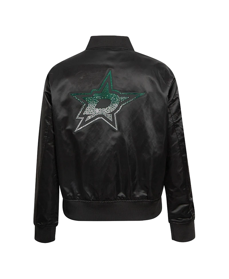 Pro Standard Women's Black Dallas Stars Rhinestone Jewels Satin Full-Snap Jacket