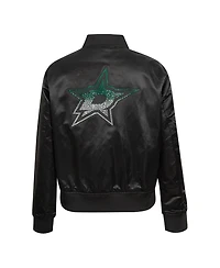 Pro Standard Women's Black Dallas Stars Rhinestone Jewels Satin Full-Snap Jacket
