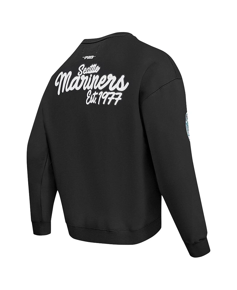 Pro Standard Men's Black Seattle Mariners Paint The City Dropped Shoulder Pullover Sweatshirt
