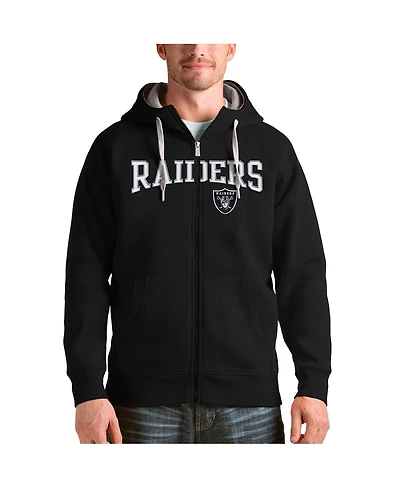 Antigua Men's Black Las Vegas Raiders Wordmark Victory Full-Zip Hoodie