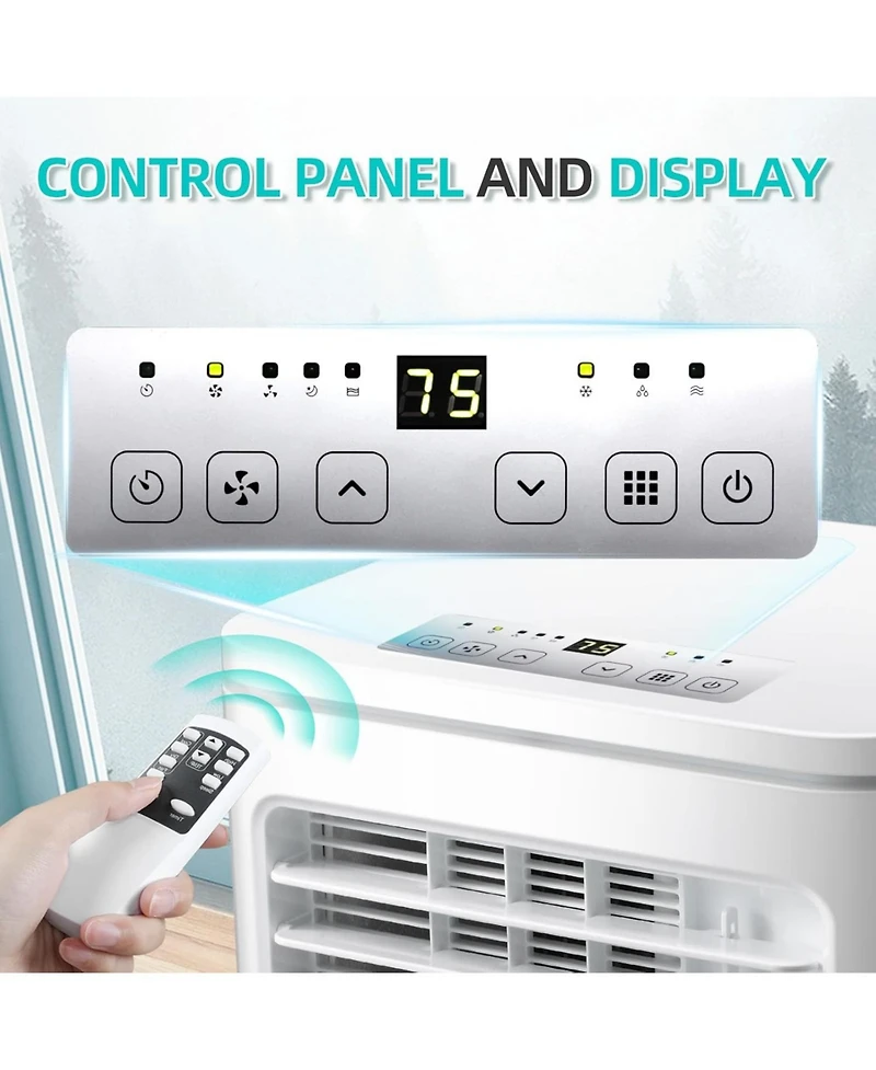 Cowsar Portable Air Conditioner 10000 Btu, Remote Control, 4 in 1 protable ac, Cools 450sq. ft, 24 Hour Timer, Quiet Operation,Window Fan, 2 Speed for