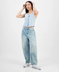 And Now This Petite Button-Front Denim Vest, Exclusively at Macy's