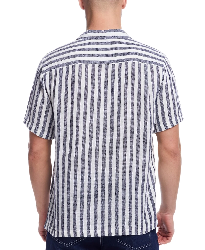Weatherproof Vintage Men's Airtex Short Sleeve Striped Button-Front Camp Shirt