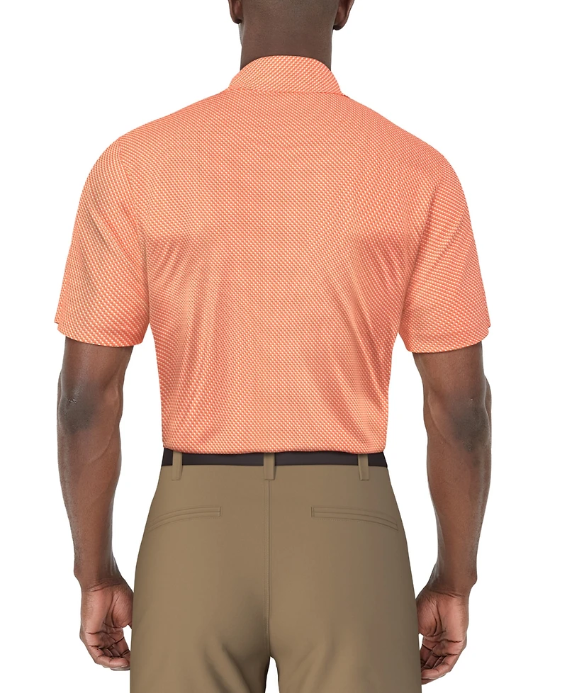 Pga Tour Men's Short Sleeve Micro Geo Print Polo Shirt