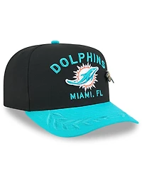 New Era Men's Black/Aqua Miami Dolphins 2025 Nfl Draft On Stage A-Frame 59FIFTY Fitted Hat