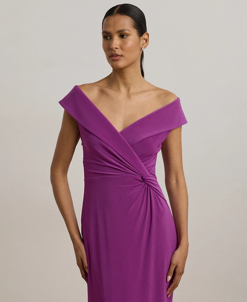 Lauren Ralph Lauren Women's Jersey Off-the-Shoulder Side-Slit Column Gown