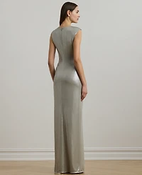 Lauren Ralph Women's Metallic Jersey Column Gown